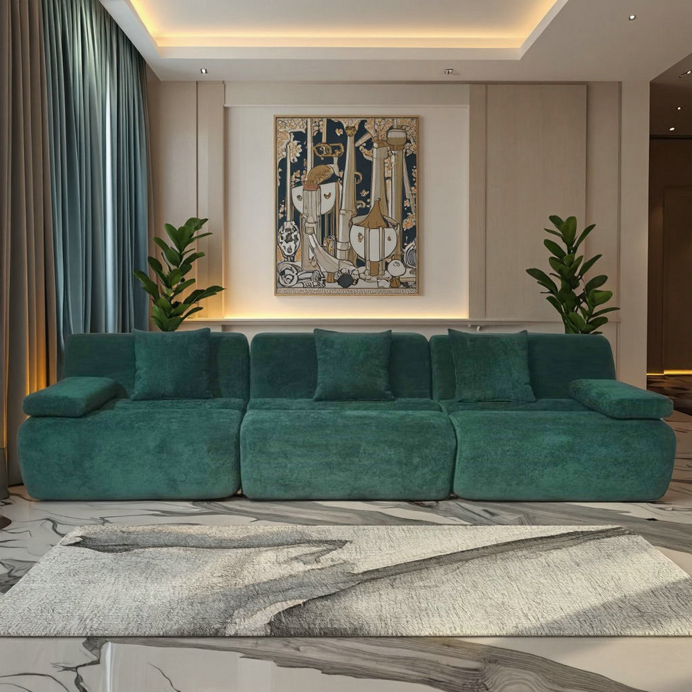 Modern Fabric Compress Sofa Upholstered Comfortable Durable for Apartment Hotel Warehouse