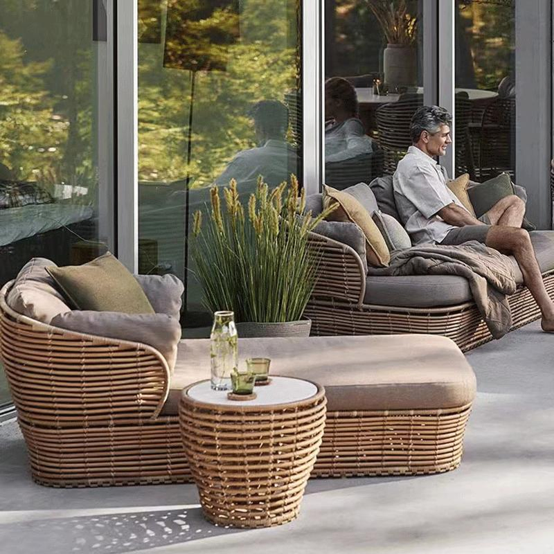 Modern Rattan Furniture Leisure Living Room Sofa Garden Wicker Sofa Chair Set Outdoor Furniture