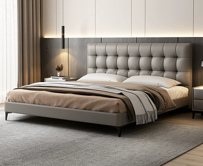 Modern Luxury 1.8m King Size Bed 100% Solid Wood Air Pressure Storage Tatami Soft Upholstered Bed Leather for Home Hotel Wedding