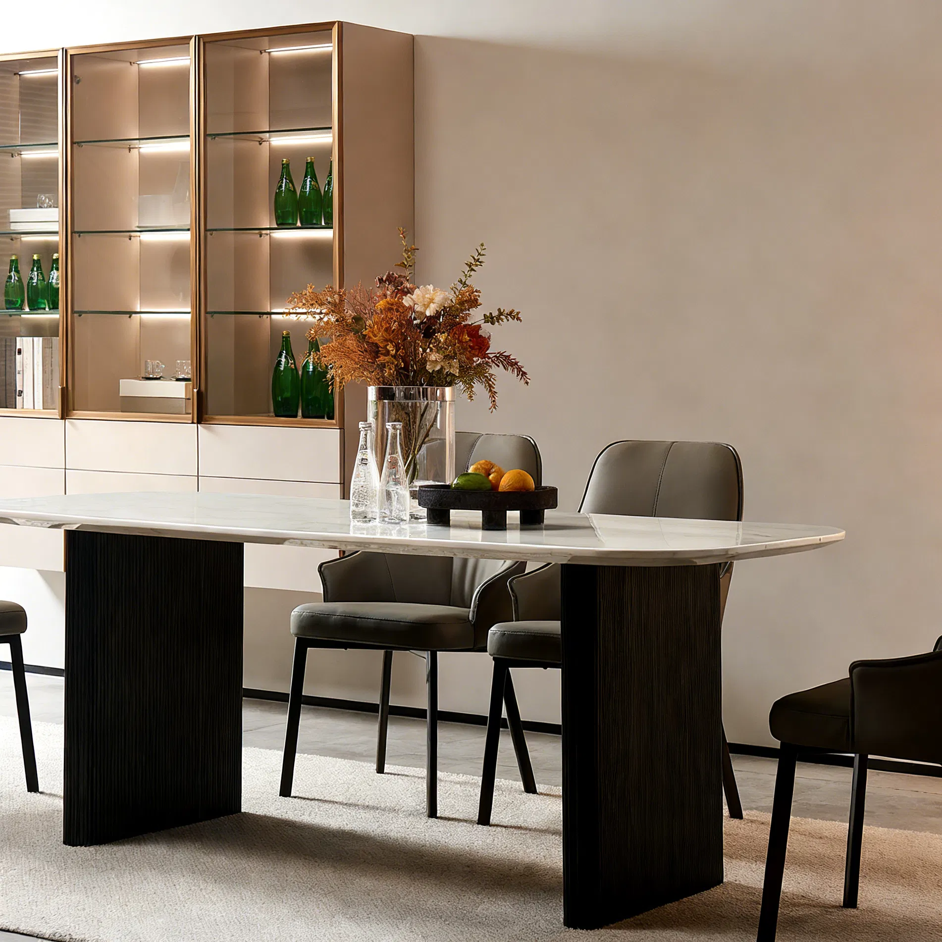 Modern Customizable Marble Dining Table Set for Contemporary Homes