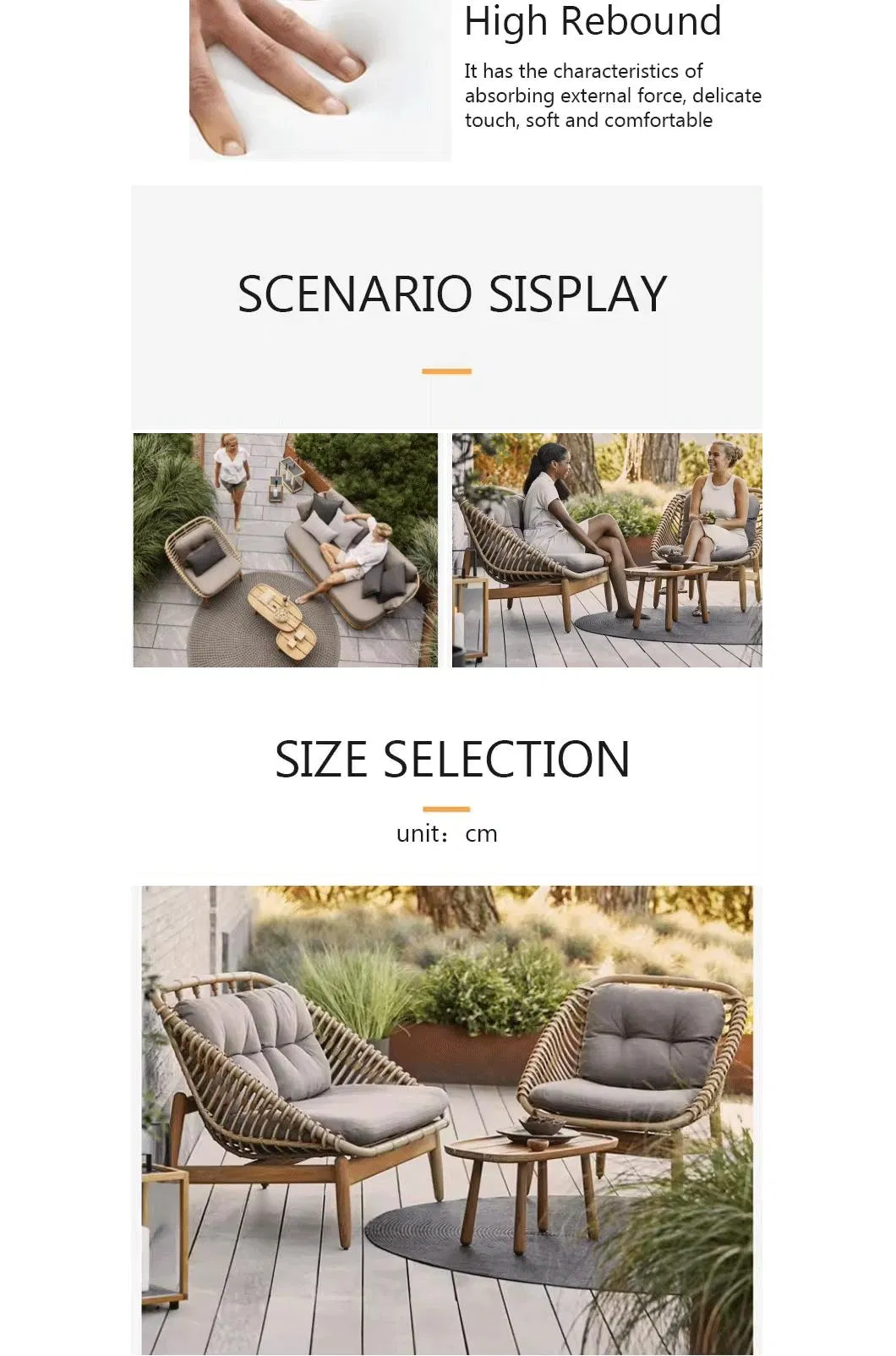 Modern Rattan Furniture Leisure Living Room Sofa Garden Wicker Sofa Chair Set Outdoor Furniture