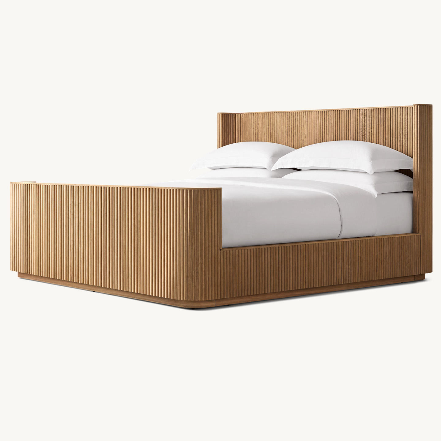 Solid American Red Oak Wood Wall Bed Platform Bed Modern Simple Durable Construction King Size Custom High Wedding Bed