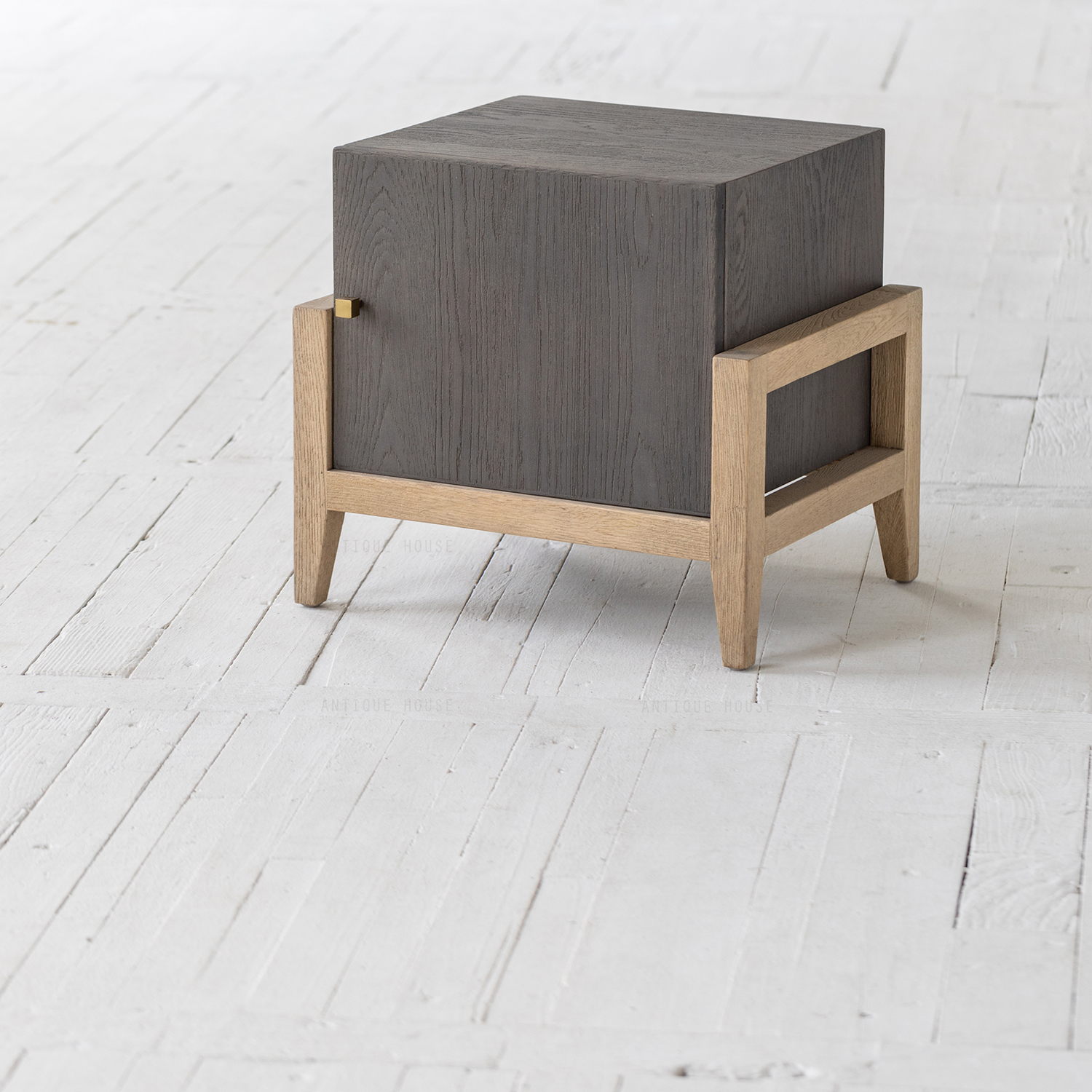 Vintage Reclaimed Oak Nightstand Description Image 1