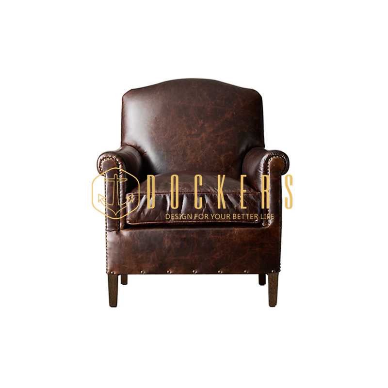 Chinese Wooden Home Living Room Hotel Vintage Accent Chair Leather Furniture Sofa