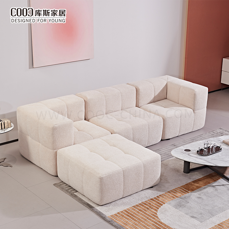 Modern Design Vacuum Packaging Compressed Foam Sectional Sofa Set Furniture Living Room Floor Seating Sofa with Ottoman