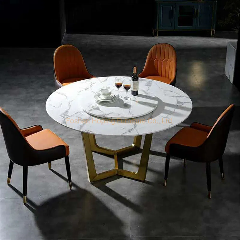 White Round Stainless Steel Dining Table