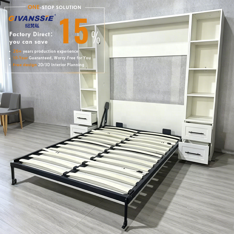 Luxury Modern Italian Folding Hidden Wall Bed Custom Service Solid Wood Murphy Bed Style
