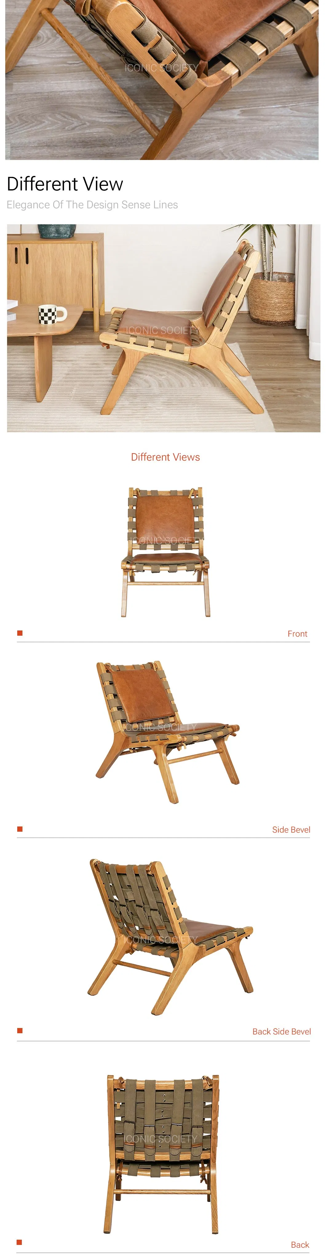 Genuine Leather Accent Chair Angle View