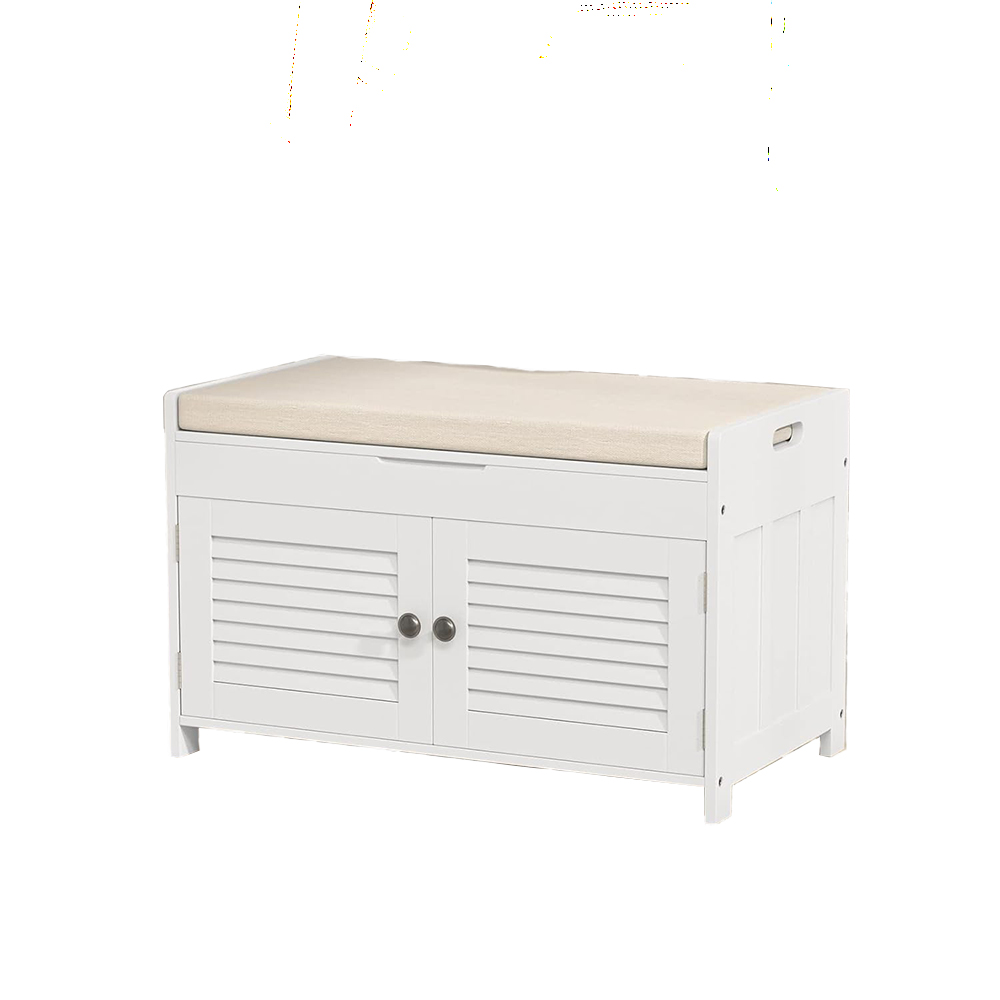 New Style Entryway Bench with Door Cabinet, Adjustable Shelve