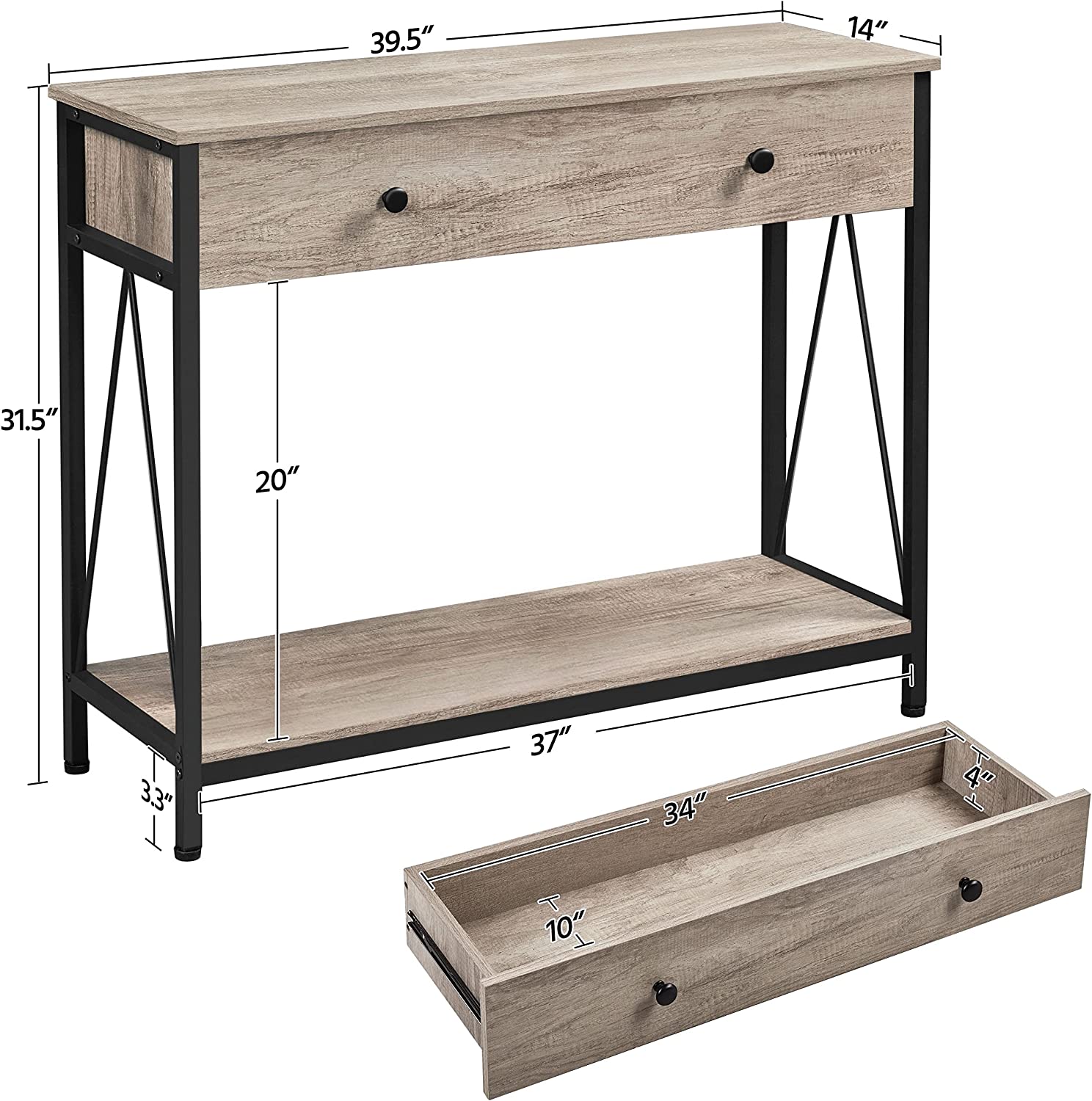 Industrial Rustic Antique Narrow Hallway Entryway Living Room Furniture Metal Wooden Console Table