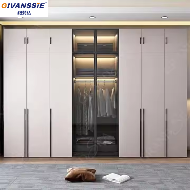 Modern Customized Bedroom Furniture Wooden Glass Door Swing Wardrobe Cabinet New Design Clothes Storage Wardrobe Cabinet