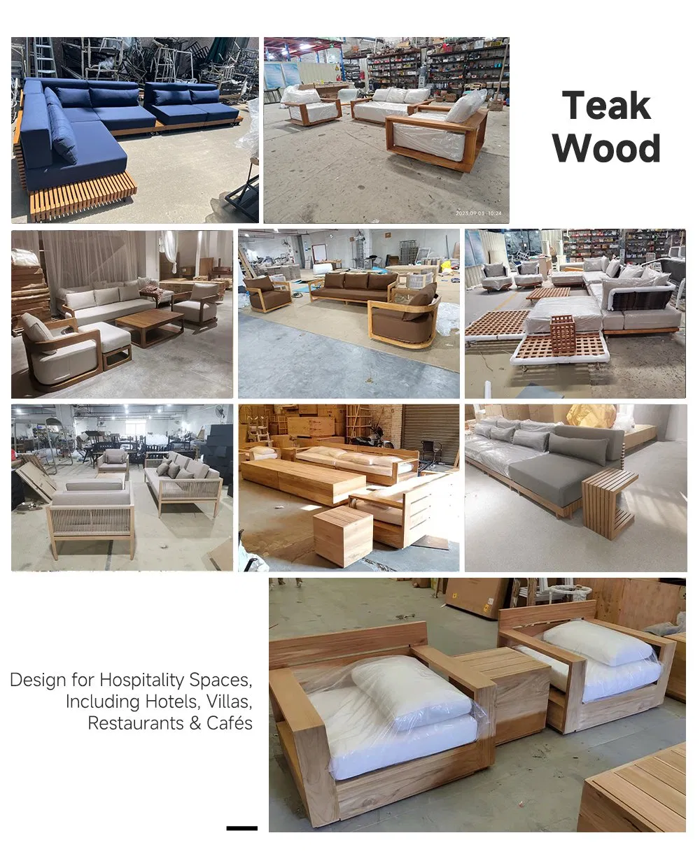 Modern Solid Wood Furniture with Cushions Sofa Set Living Room Garden Patio Hotel Sectional Outdoor Sofa