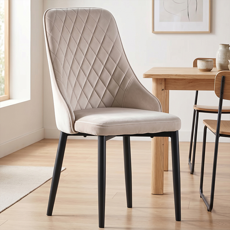 Modern Stainless Steel Upholstery Dining Chairs Nordic European Style Beige Cream Dining Chair