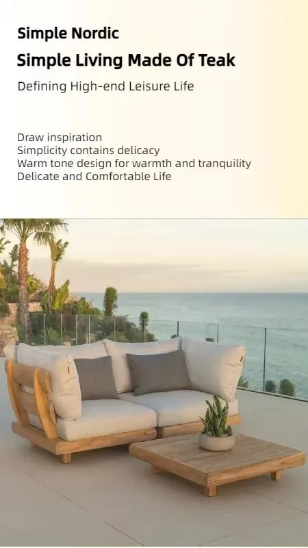 Modern Waterproof Teak Wood Outdoor Furniture Living Room Balcony Garden Patio Hotel Sectional Sofa with Cushions