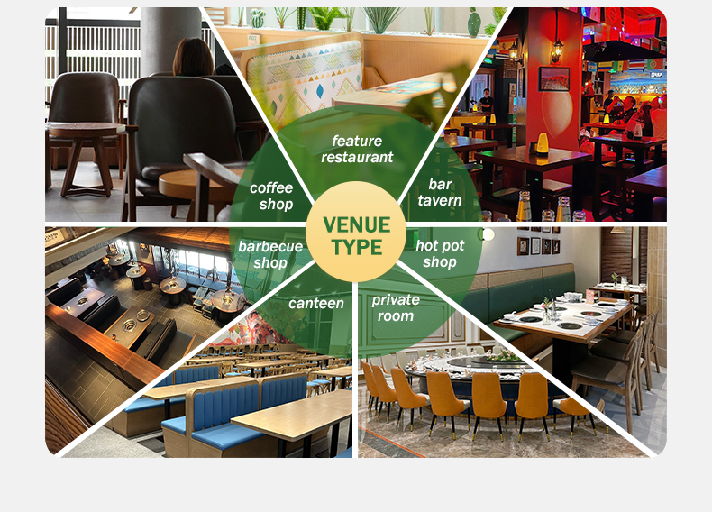 Light Luxury Commercial Restaurant Furniture Set Metal Dining Chairs Sintered Stone Dining Table and Booth Sofas for Cafe Hotel