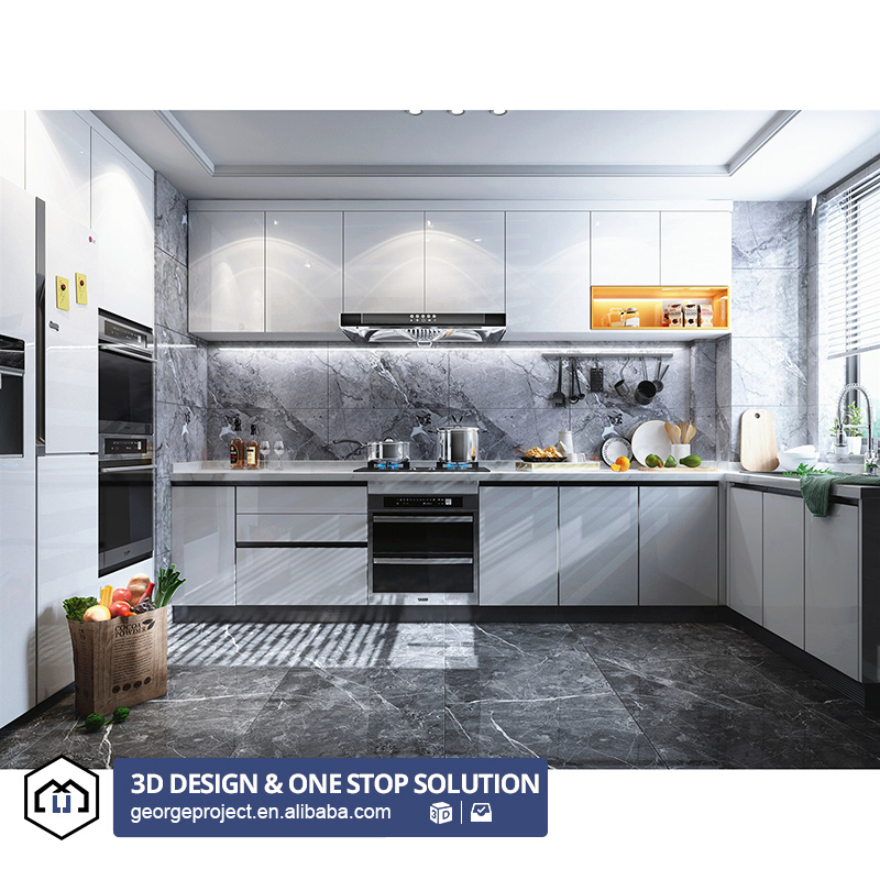Saudi Arabia Project Custom Standing Dining Room Cabinet Pvc Small Modular Kitchen Furniture Cabinet Designs