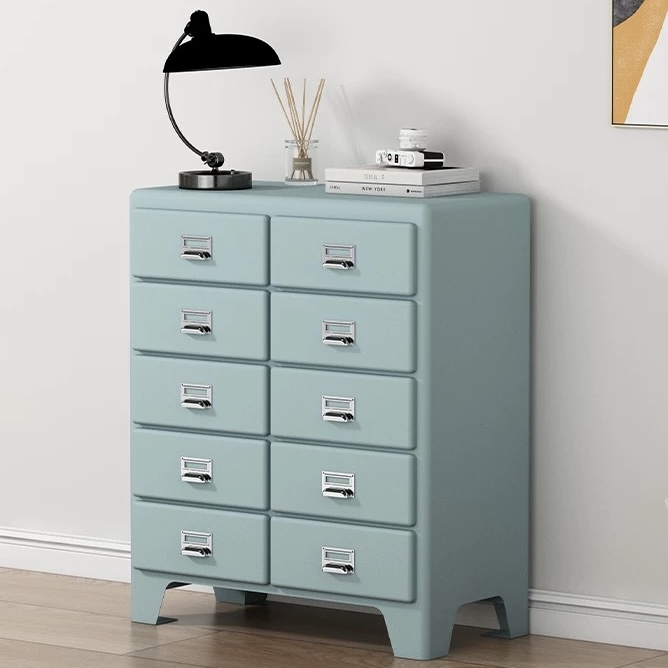 White Metal 10-Drawer Dresser | Modern Upholstered Storage Chest for Bedroom and Living Room