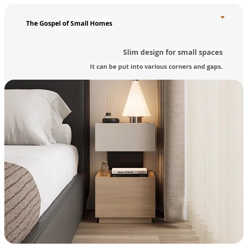 JINGSHUN High-End Modern Floating Italian Bedside Table Solid Wood 30cm Small Ultra-Narrow Storage Cabinet Bedroom Light Luxury