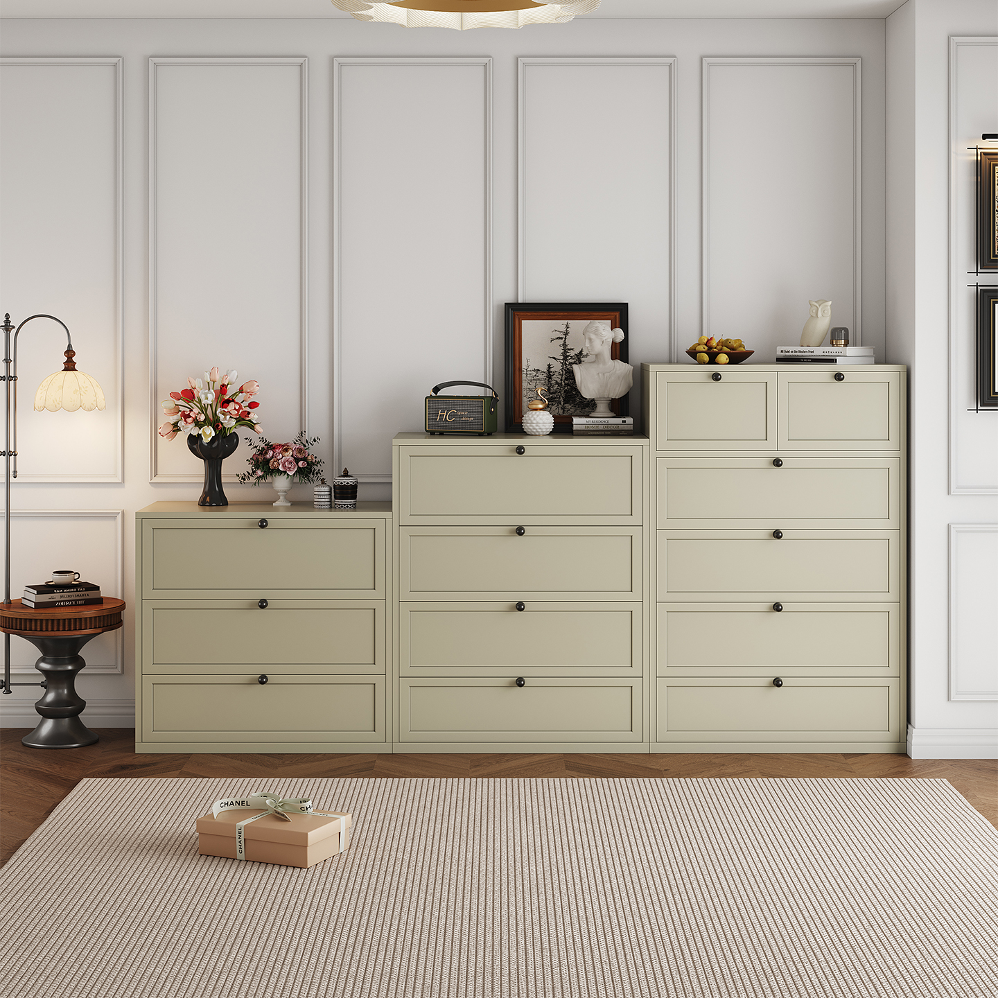 Modern Metal Chest Drawer Cabinet Anti-Rust Steel Storage Dresser 800W Multiple Drawer Options Bedroom Organizer Made in China