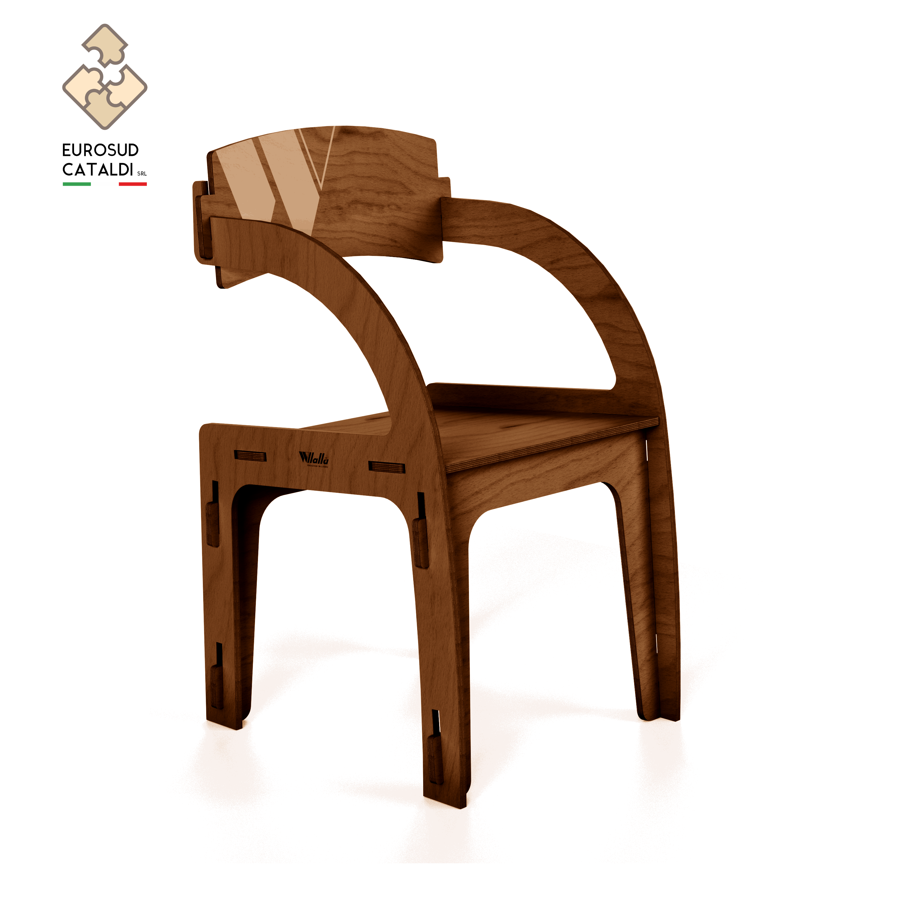 Amazing Modern Chair With Solid Back In Resistant Natural Birch Wood 12mm Interlocking System. Made In Italy Design By WLLALLA
