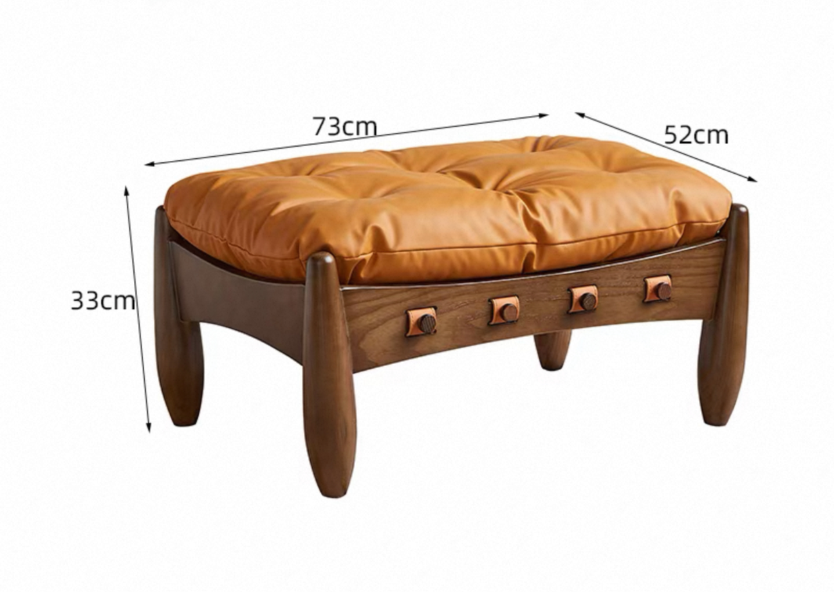 Lounge Chair Brown Chair Leather Reclining Single Sofa Chair Living Room Wooden Armchair