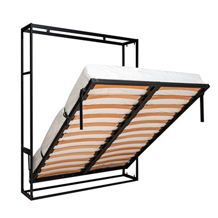 Adjustable Modern Queen or King Size Steel Frame Murphy Bed Hidden Folding Wall Spring Mechanism Panel Bed