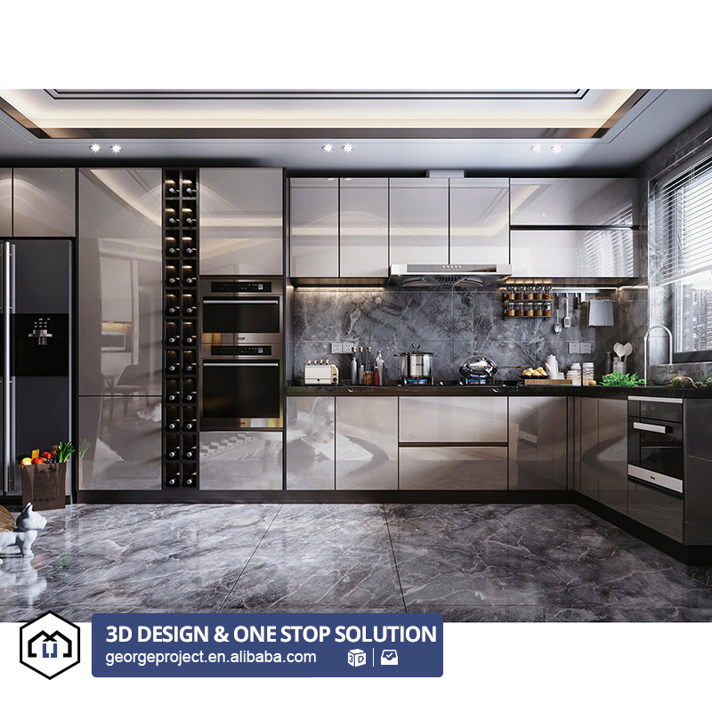 Saudi Arabia Project Custom Standing Dining Room Cabinet Pvc Small Modular Kitchen Furniture Cabinet Designs