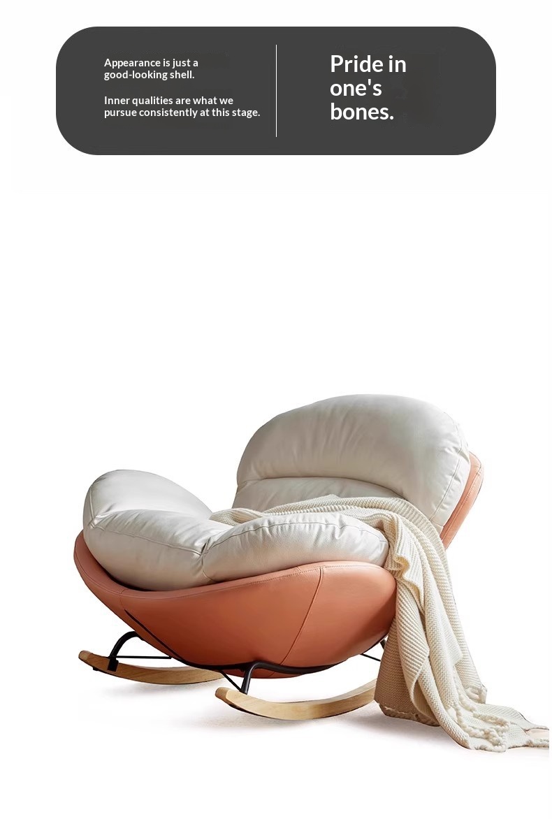 Modern Luxury Living Room Egg Rocking Recliner Lounge Sofa Single Lazy Chair with Metal Frame