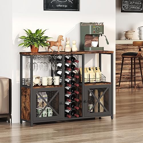 Modern Mini Wooden Bar Cabinet Home Kitchen Dining Room Sideboard Farmhouse Buffet Wine Liquor Storage for Liquor