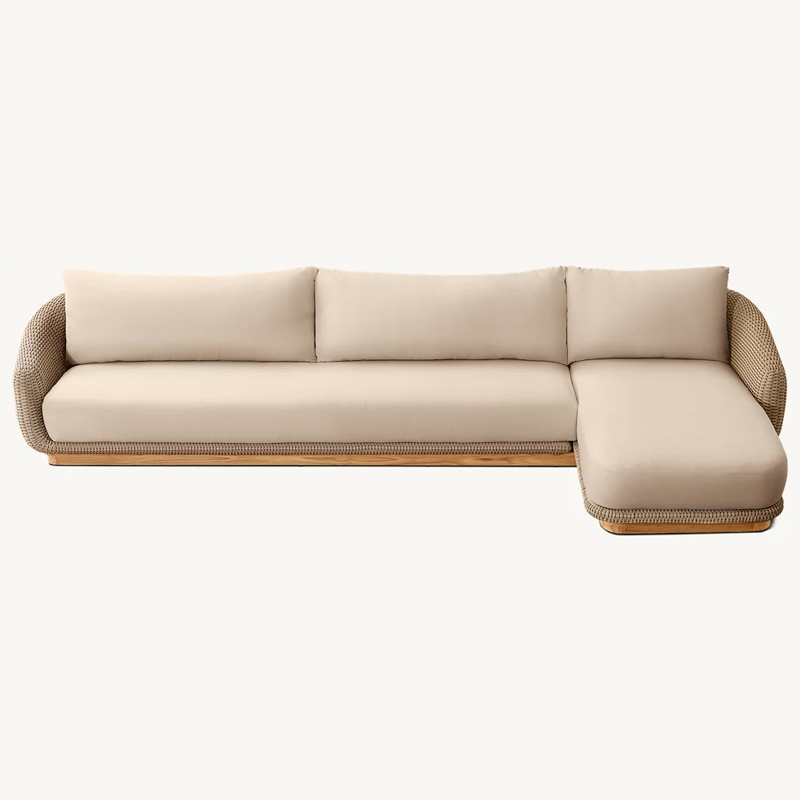 Luxury Hotel L-shaped Sofa Courtyard Rattan Outdoor Sofa Set Waterproof All-weather Garden Sofa Set Modern Garden Furniture Set