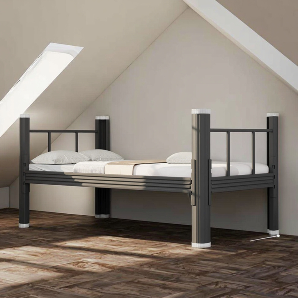Factory Wholesale Modern Foldable Steel Frame Bed Soft Upholstery Full/Queen/King Sizes for Bedroom Hotel Living Room Apartment