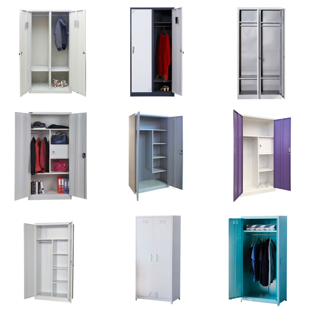 2-Door Steel Closet Wardrobe Home Furniture Metal Clothes Storage Cabinet Locker for Bedroom Use