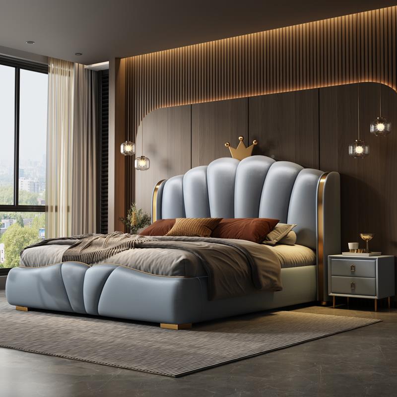 New Upholstered Beds Morden King Double Size Wood Solid Bed Frames Light Luxury Soft Bed Bedroom Furniture Set Manufacturers