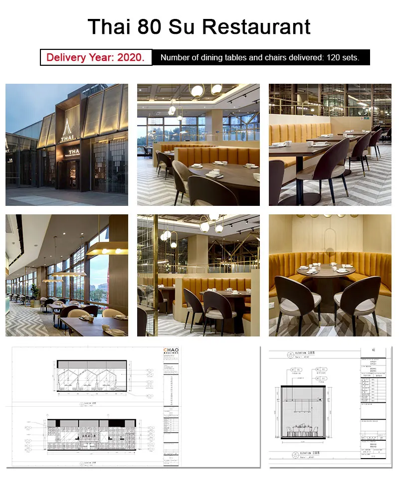 High-End Buffet Dining Restaurant Furniture Set with Wooden Round Tables and Chair