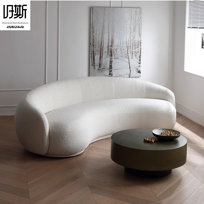 Italian Minimalist Silhouette Three Seat Curved Cashew Sofa Modern Sofa Set Sponge Filled Living Room Furniture