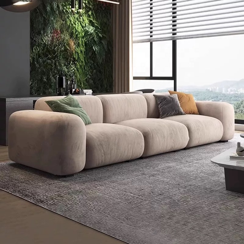 Zayshine Nordic Modern Luxury Velvet 3-seater L-Shape Living Room Sofa Set Modular Washable Villa Apartment Hotel Floor Sofa