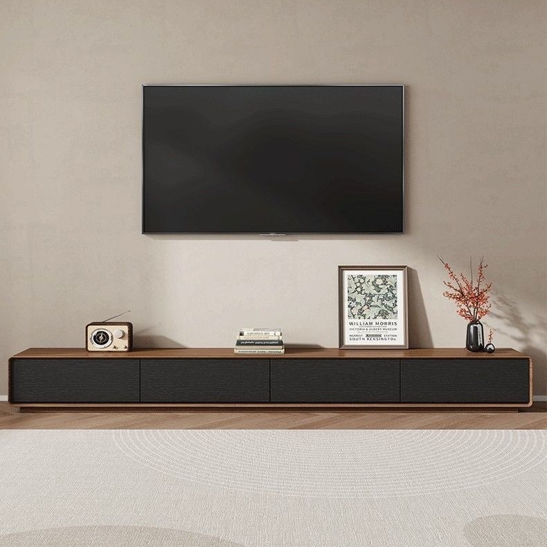 Luxury Small Apartment Living Room Set Solid Wood TV Cabinet Coffee Table Simple Modern Piano Paint Design Light Luxury Glass