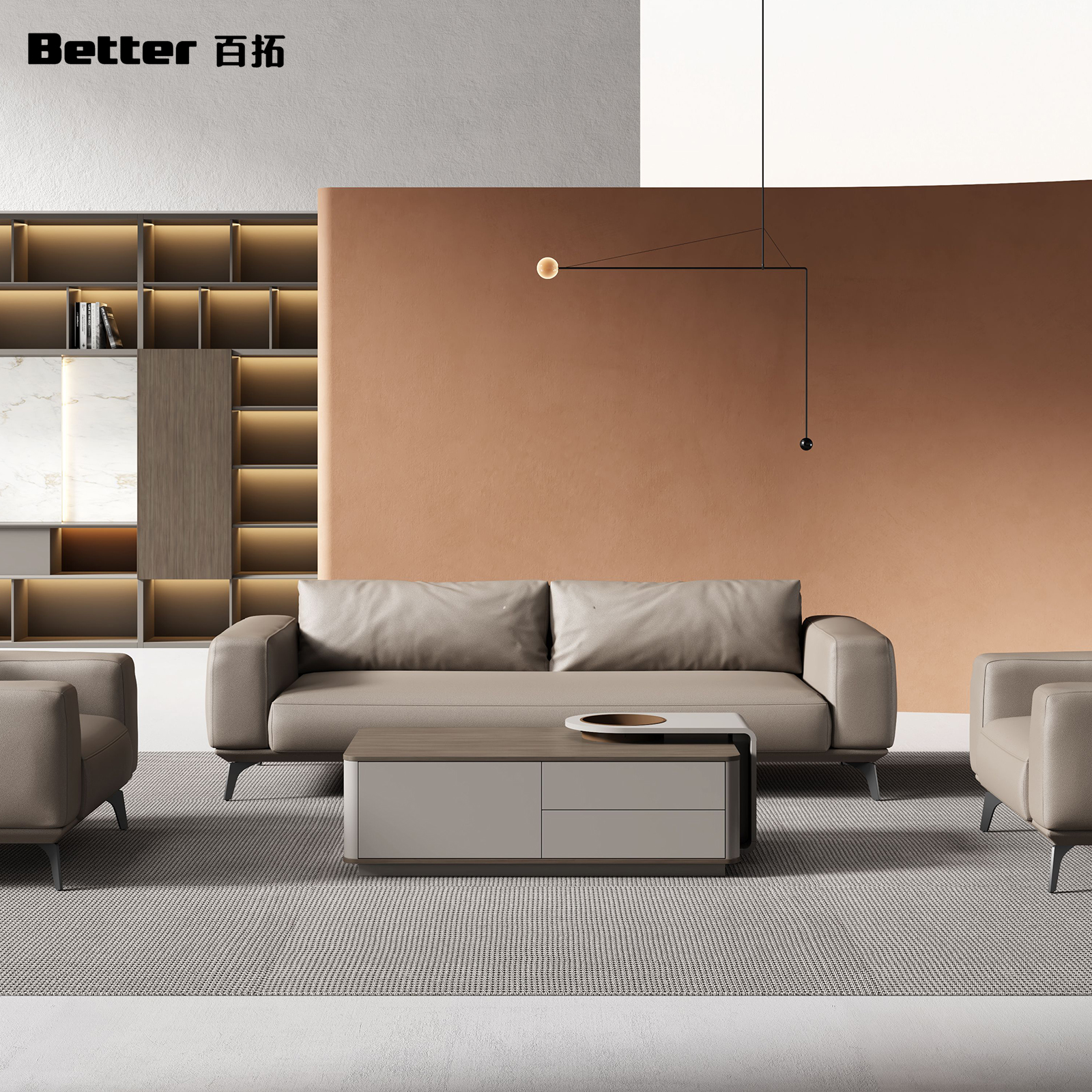 Modern Solid Wood Coffee Table Cream Living Room with Storage Function Luxury for Office Use