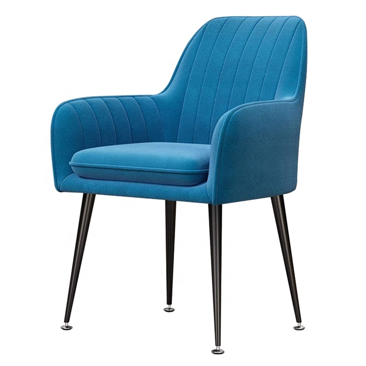 High Back Comfortable Yellow Upholstered Velvet Fabric Dining Chair with Cushion