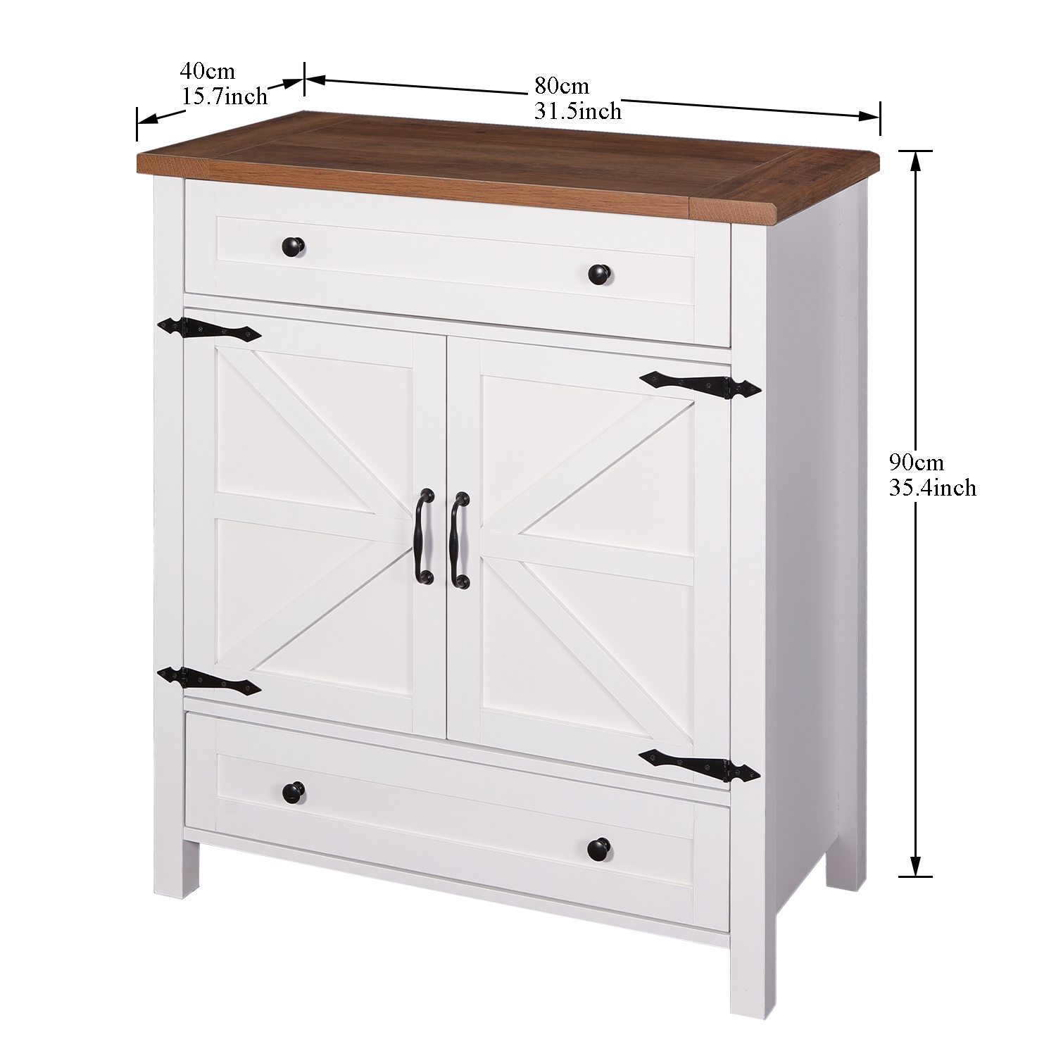 Modern Multifunction Wood Sideboard 2 Doors 2 Drawers White Kitchen Cabinet Barn Door Dining Coffee Bar Buffet Table Storage