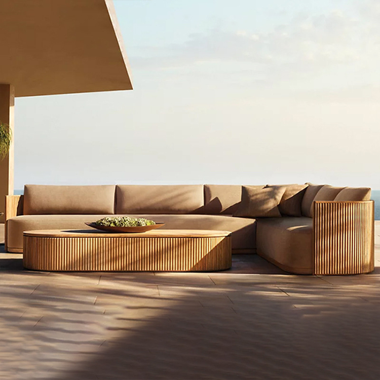 Northern Europe Outdoor Furniture Garden Sofa Anti-Corrosion Weather Resistance Teak Sofa