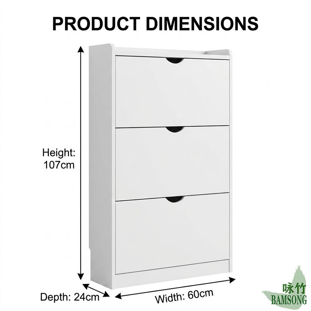 White Adjustable Shoe Cabinet Home Living Room Ultra-Thin Flip-down Design Modern Simple Wooden Wall-Mounted Shoe Storage Rack