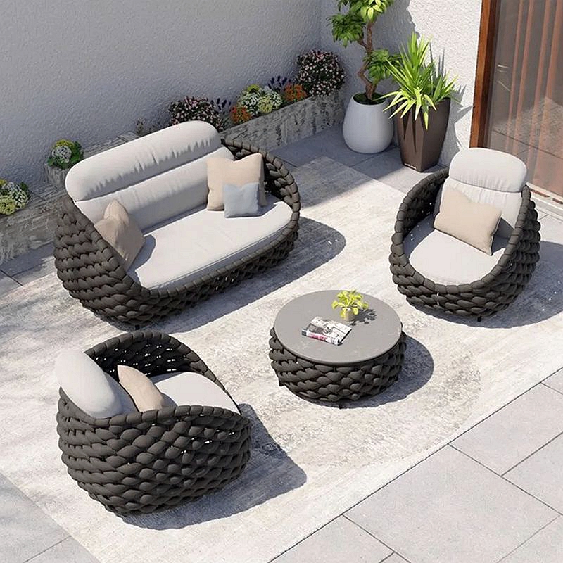 New Arrival Luxury Modern All Weather Outdoor Furniture Patio Garden Sofa Set Rope Outdoor Sofa Set Sectional