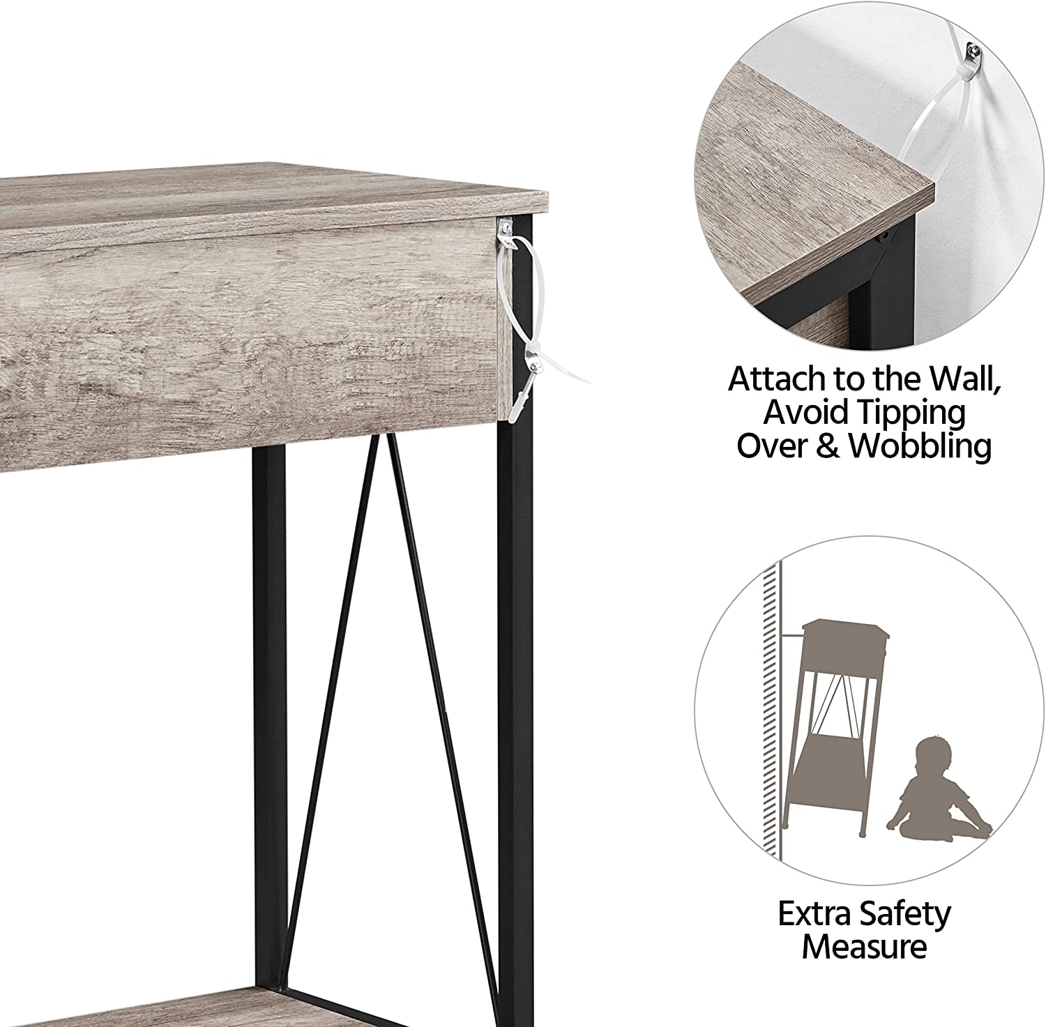 Industrial Rustic Antique Narrow Hallway Entryway Living Room Furniture Metal Wooden Console Table