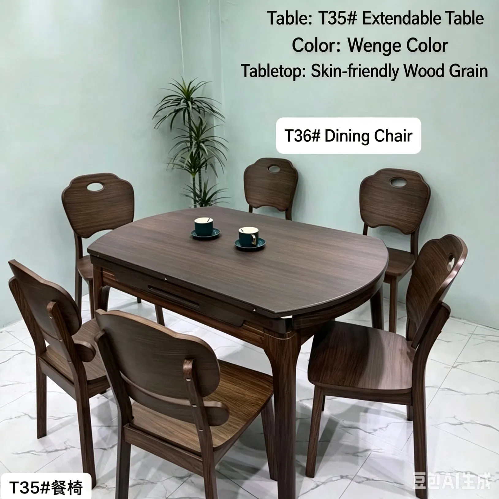 Modern Minimalist Oak Frame Dining Room Set with Glass Table