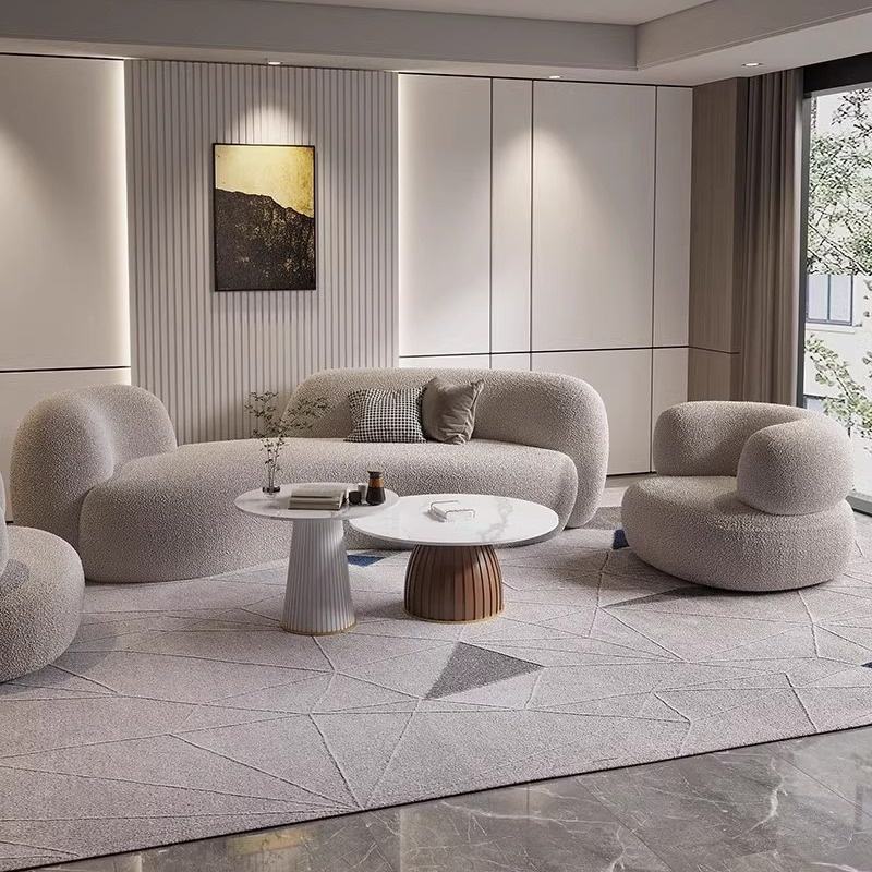 Modern Minimalist Living Room Set Sectional Sofa Curved Sofa Coffee Table Internet Celebrity Beauty Salon Clothing Mall