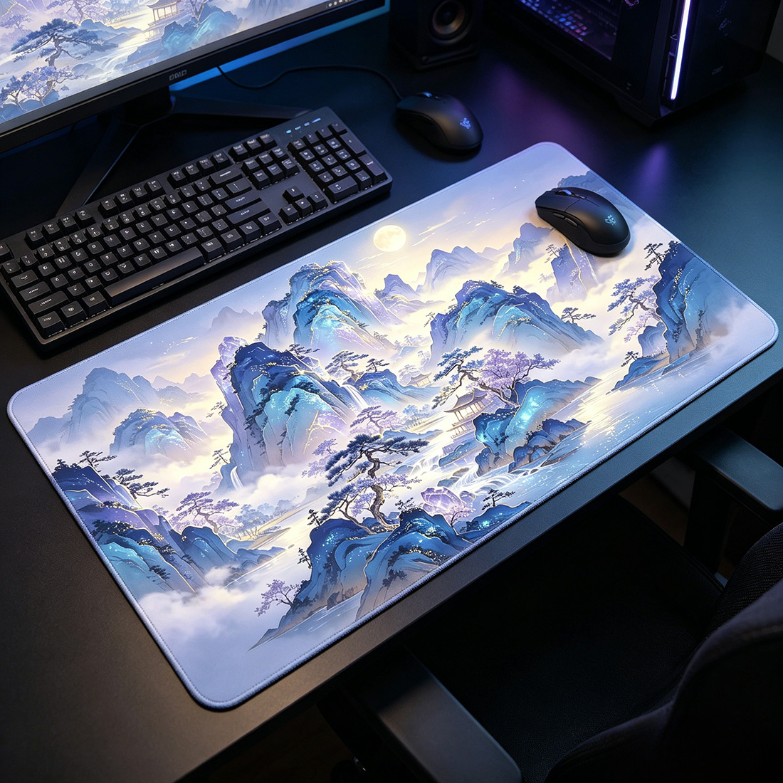 Custom Printed 90*40CM Gaming Desk Mat Anime Large Mouse Pad Non-slip Waterproof Stitched Rubber Keyboard Mat