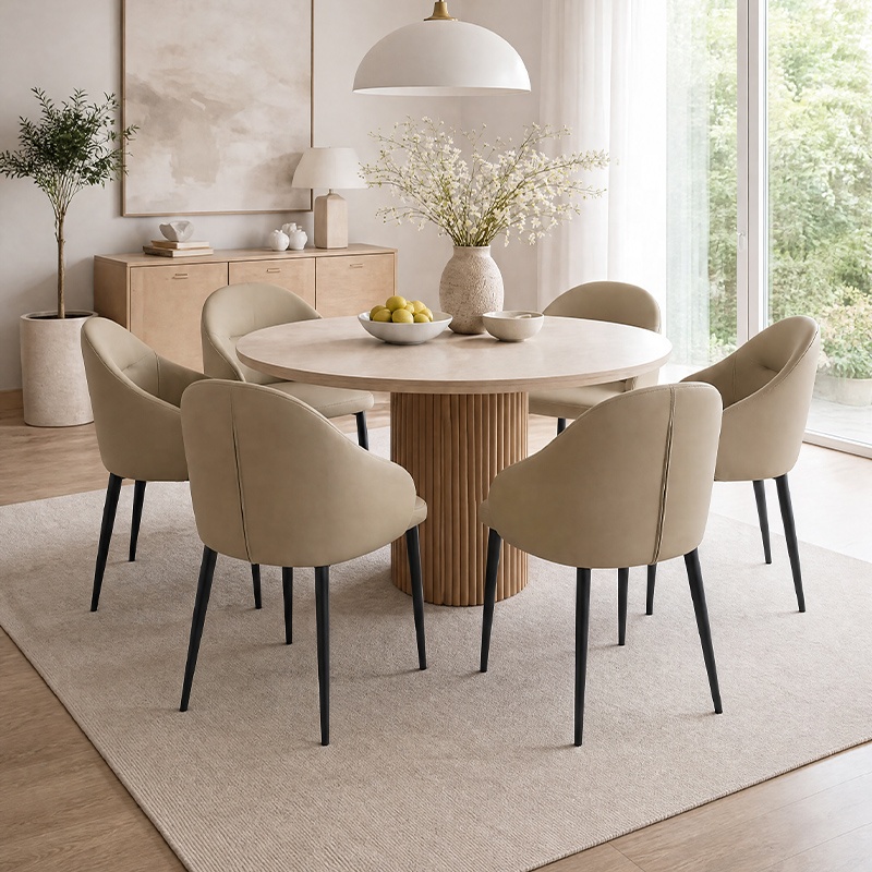 Comfortable Modern Faux Leather Upholstered Dining Chair With Metal Legs For Home And Commercial Seating