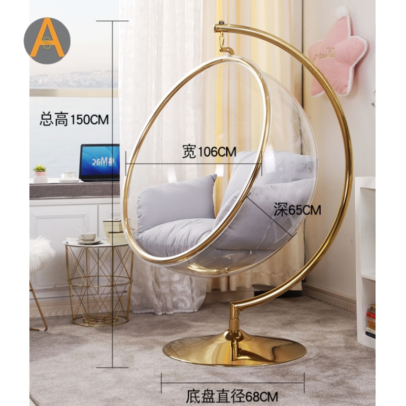 Nordic Modern Transparent Living Room New Hanging Chair Durable Aluminum Fashion Swing Outdoor Furniture for Lobby