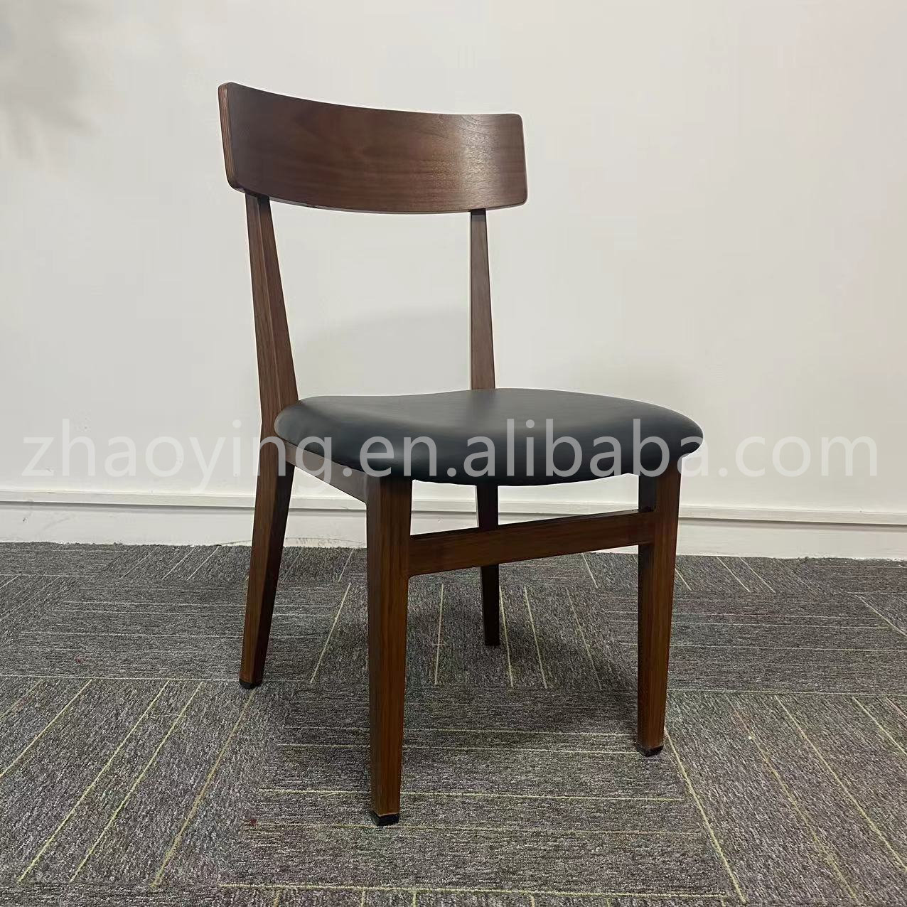 Small Size Wood Grain Color Frame Chair PU Cover Seating Chair Dining Chair for Canteen Restaurant Hotel Using